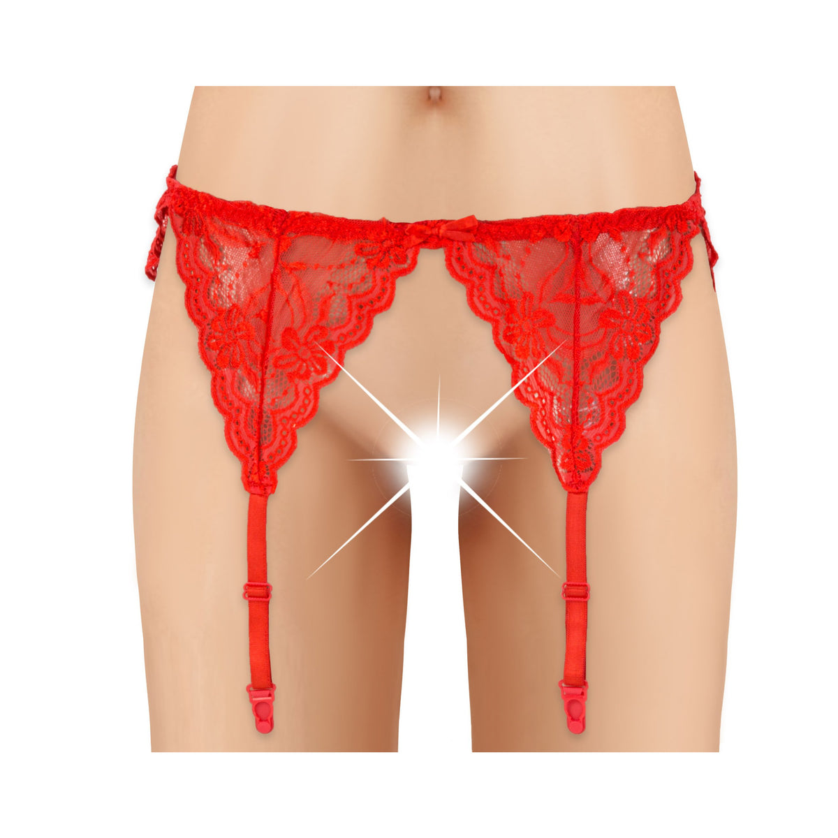 Cherry Wear Lace Garter Belt - Red - O/S