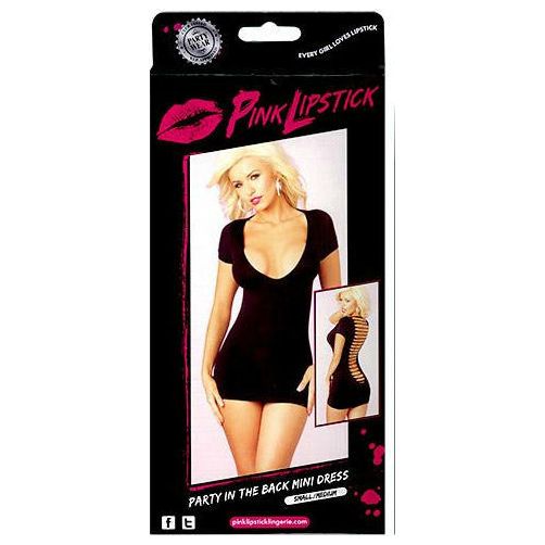 Pink Lipstick Party In The Back Mini Dress - Black - S/M