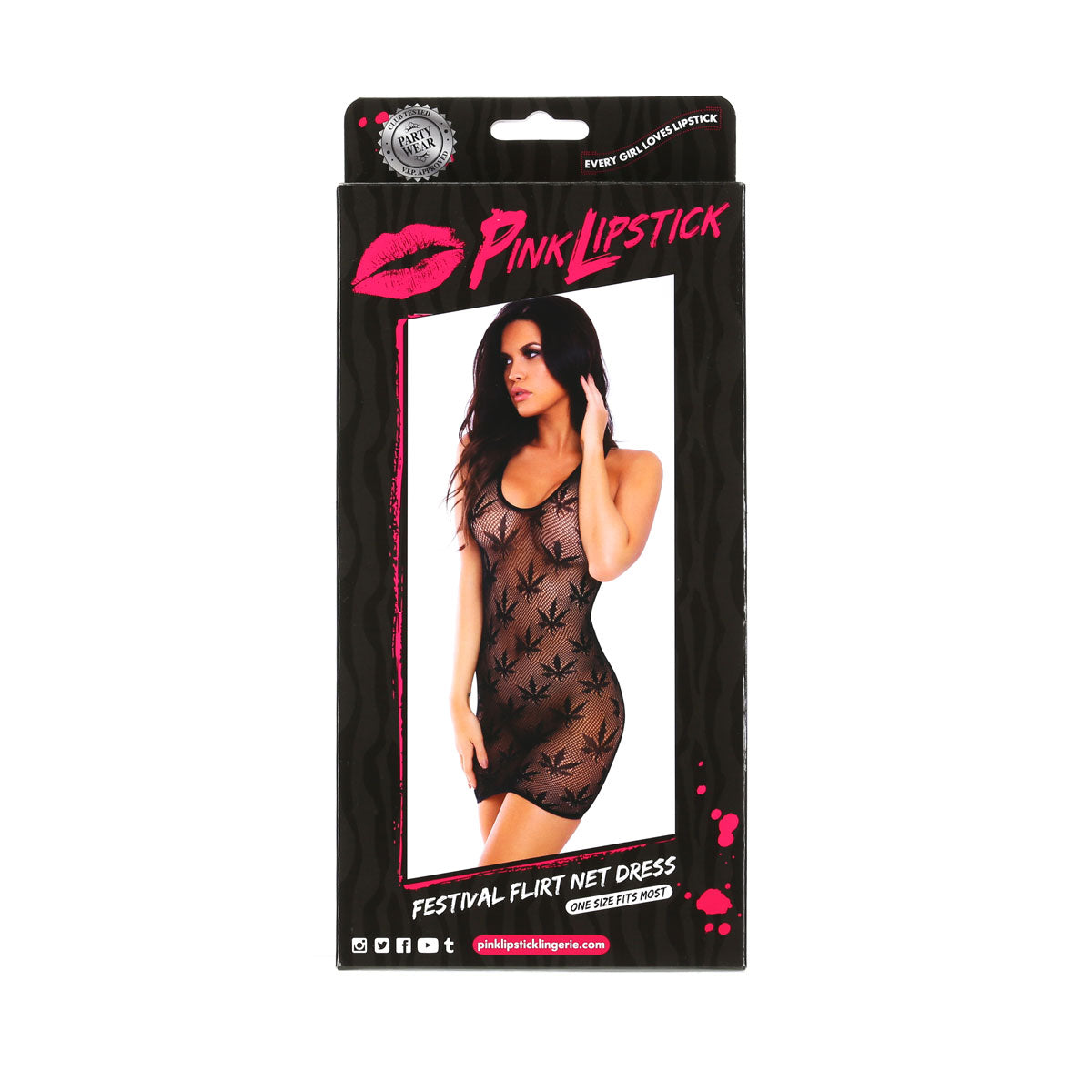 Pink Lipstick Festival Flirt Net Dress – Black – One Size