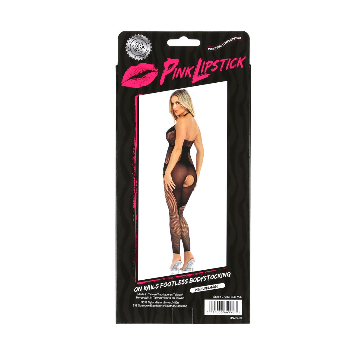 Pink Lipstick On Rails Footless Bodystocking – M/L – One Size