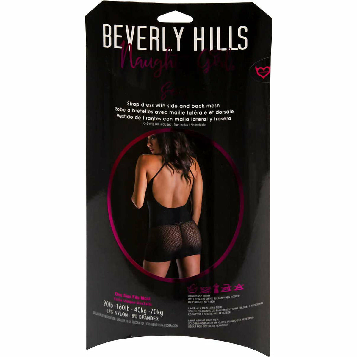 Beverly Hills Naughty Girl - Strappy Dress with Mesh Accents - Black - One Size
