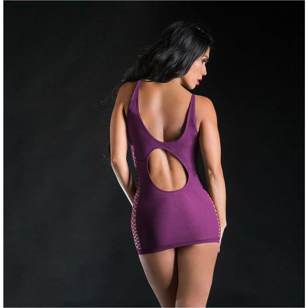 Beverly Hills Naughty Girl - Side Mesh Dress with Wild Design - Purple - One Size