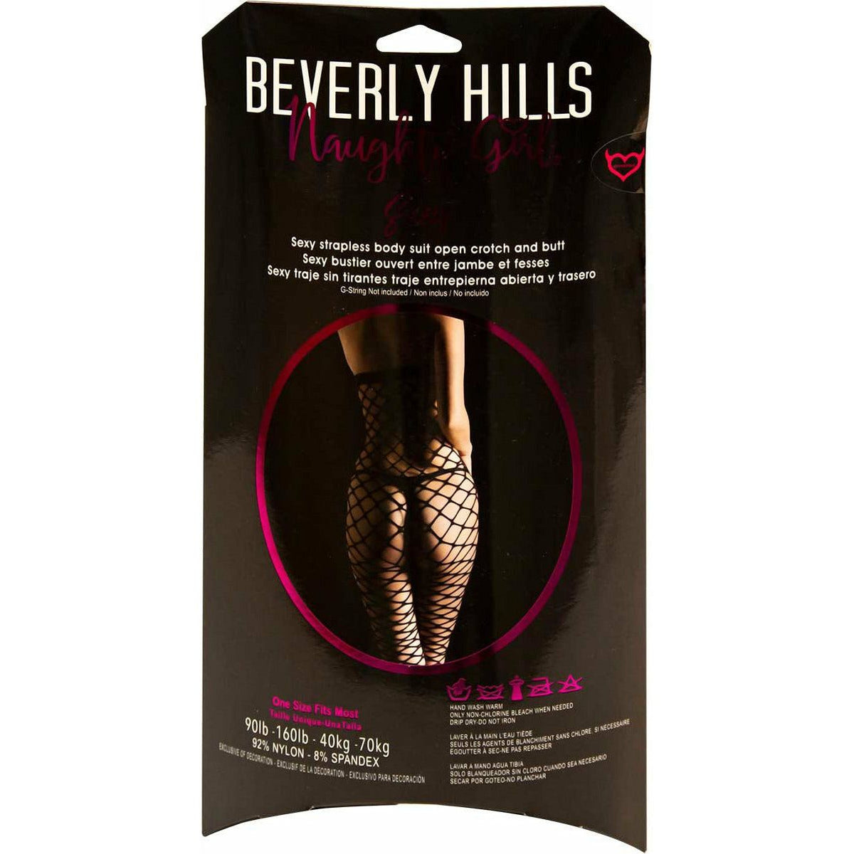 Beverly Hills Naughty Girl - Strapless Fishnet Bodystocking - Black - One Size