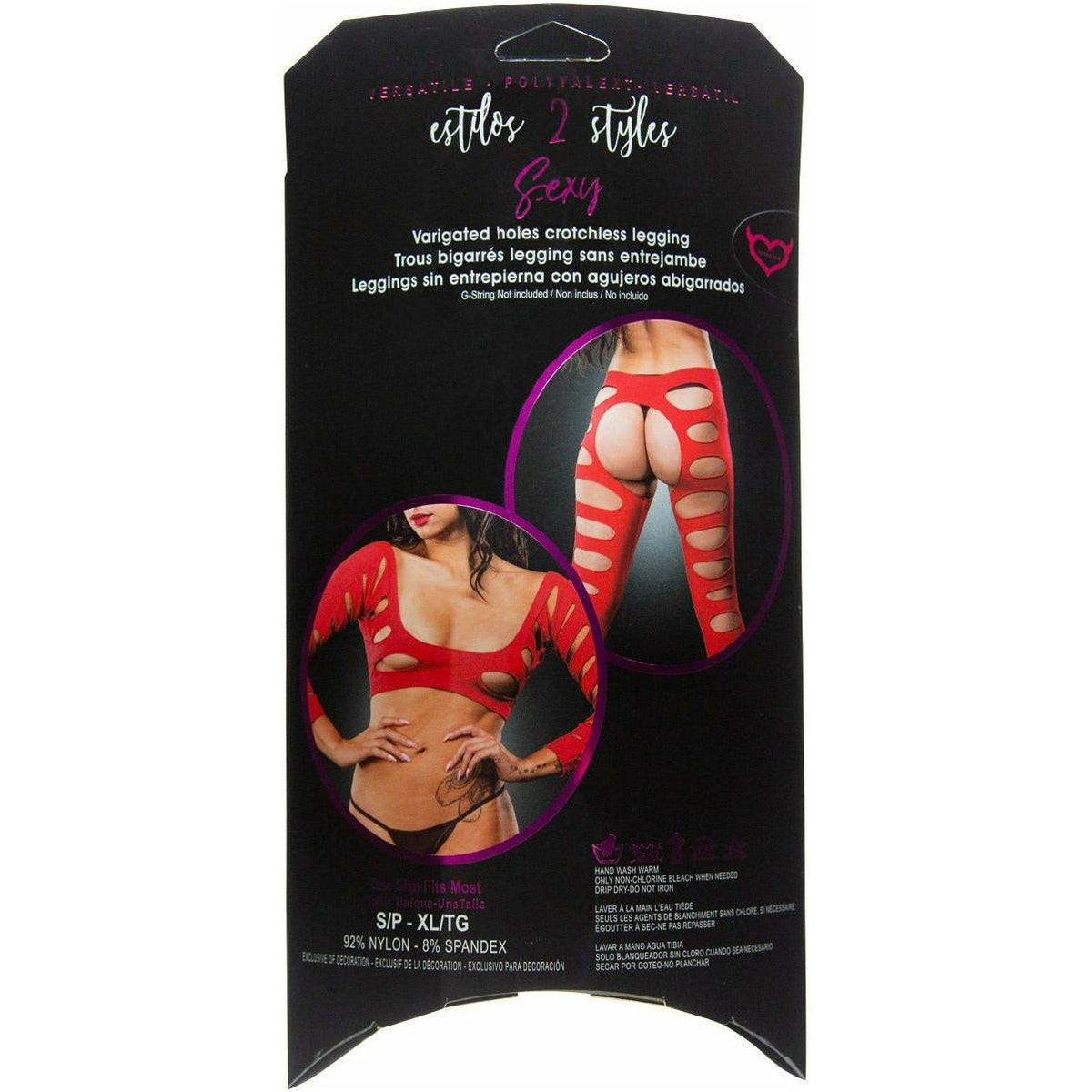 Beverly Hills Naughty Girl - Crotchless Legging - Red - One Size
