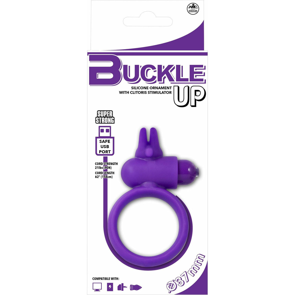 Buckle Up Silicone Cock Ring with Clitoris Stimulator - Purple