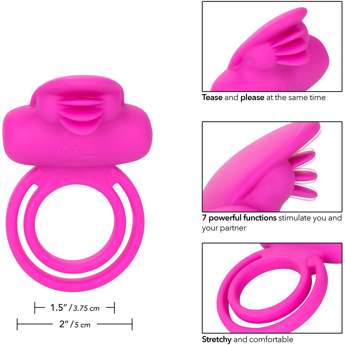 CalExotics Dual Clit Flicker/Cock Ring – Pink