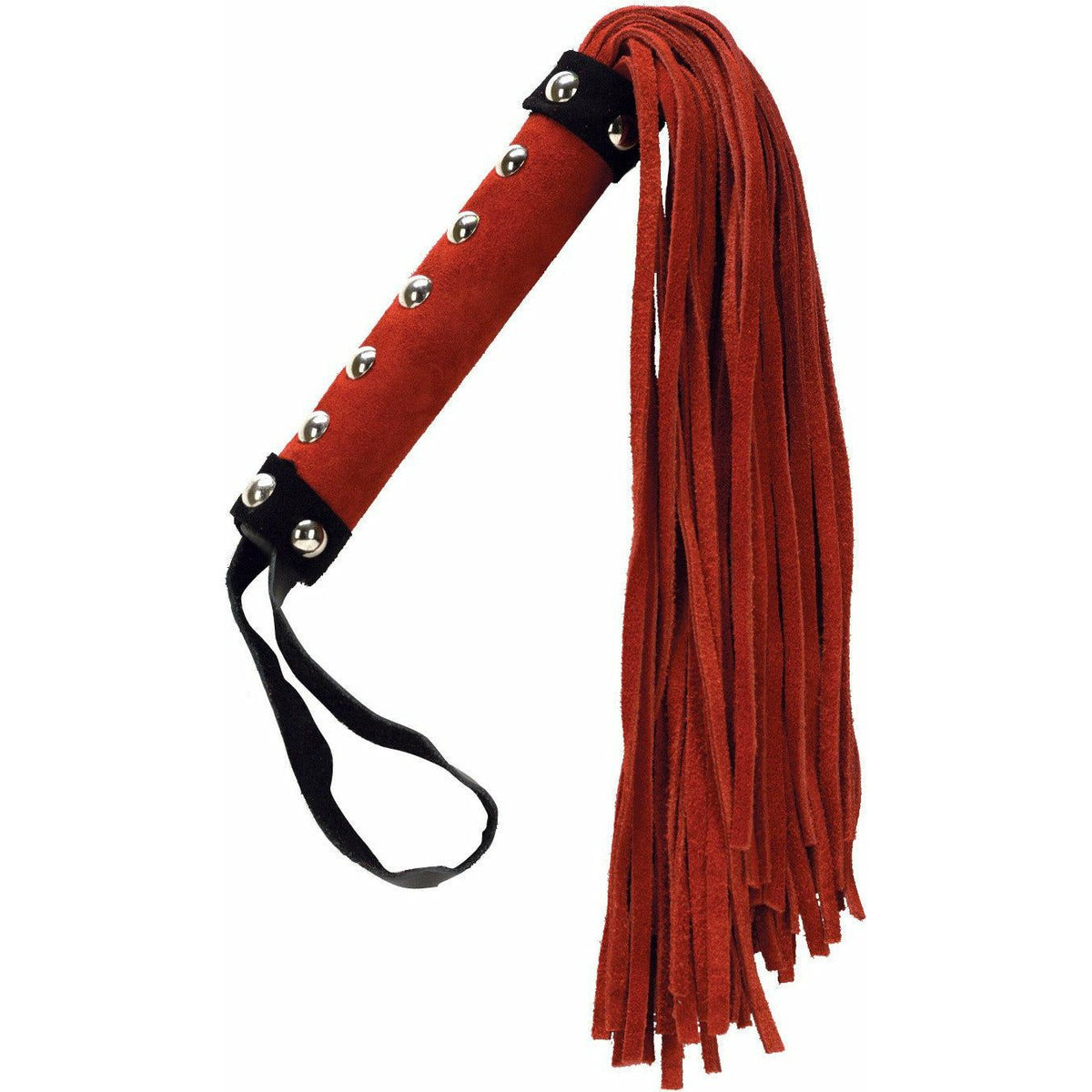 Punishment Large Whip with Studs - Red