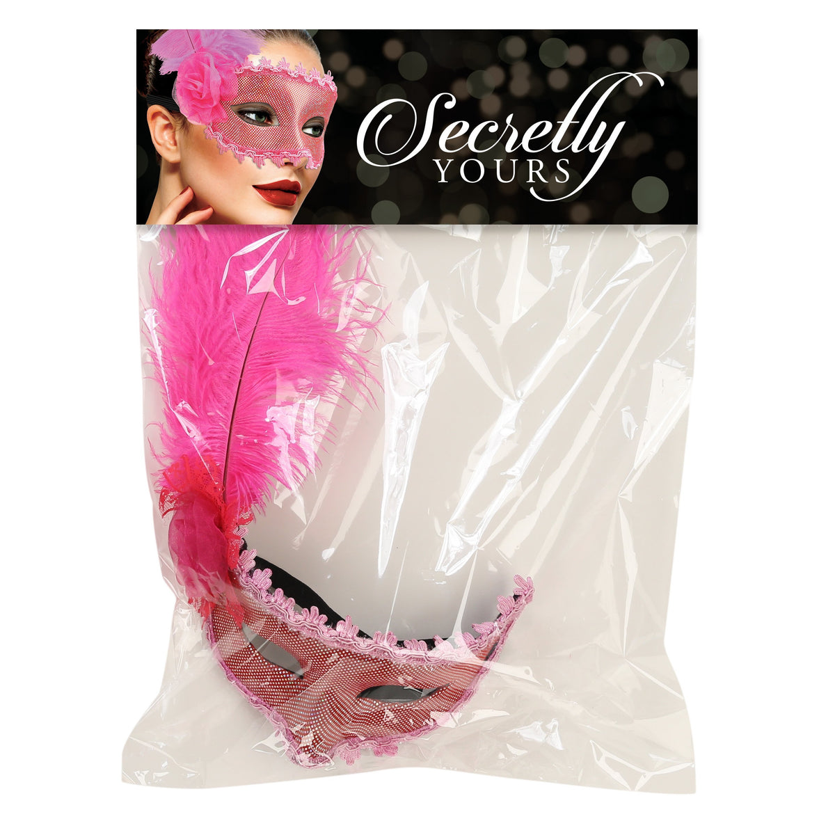 Secretly Yours Feather Mask - Pink
