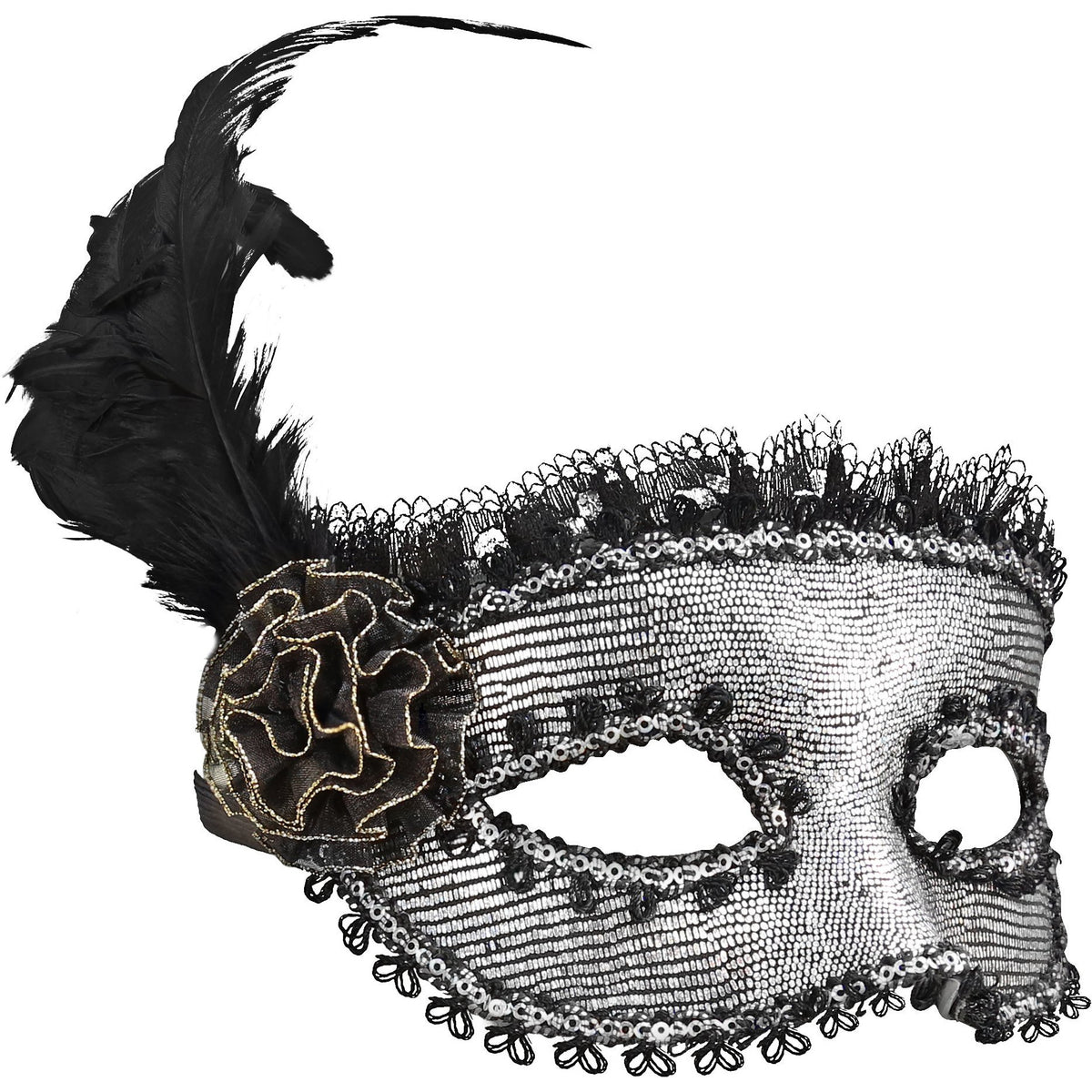 Secretly Yours Feather Mask - Silver