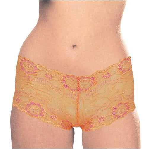 Boy Leg Panty -  Peach with Pink Flowers - Large