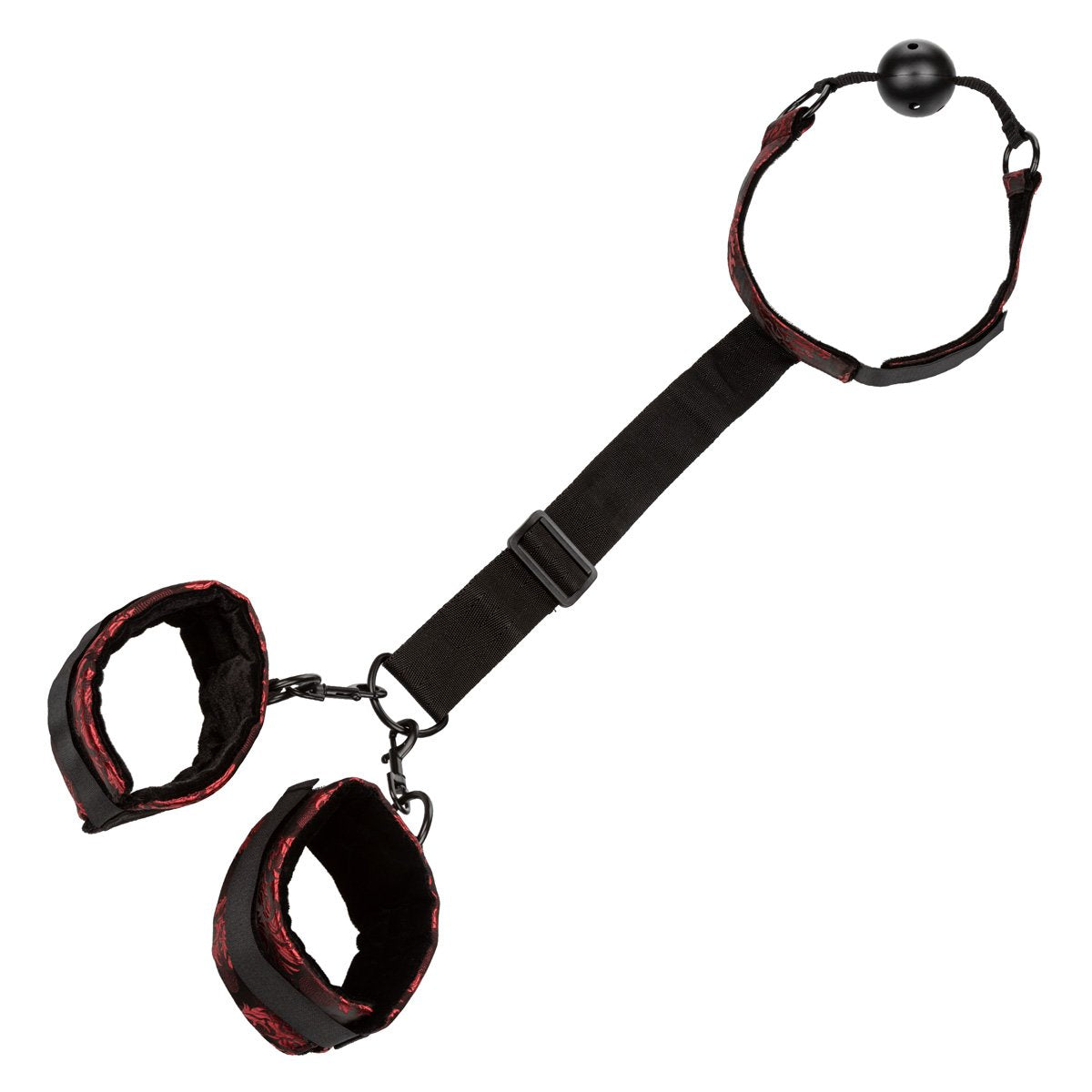 CalExotics Scandal – Breathable Ball Gag with Cuffs – Red