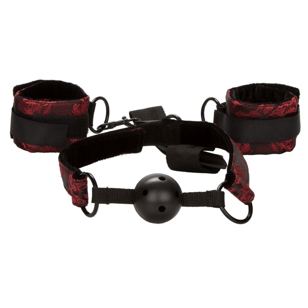CalExotics Scandal – Breathable Ball Gag with Cuffs – Red