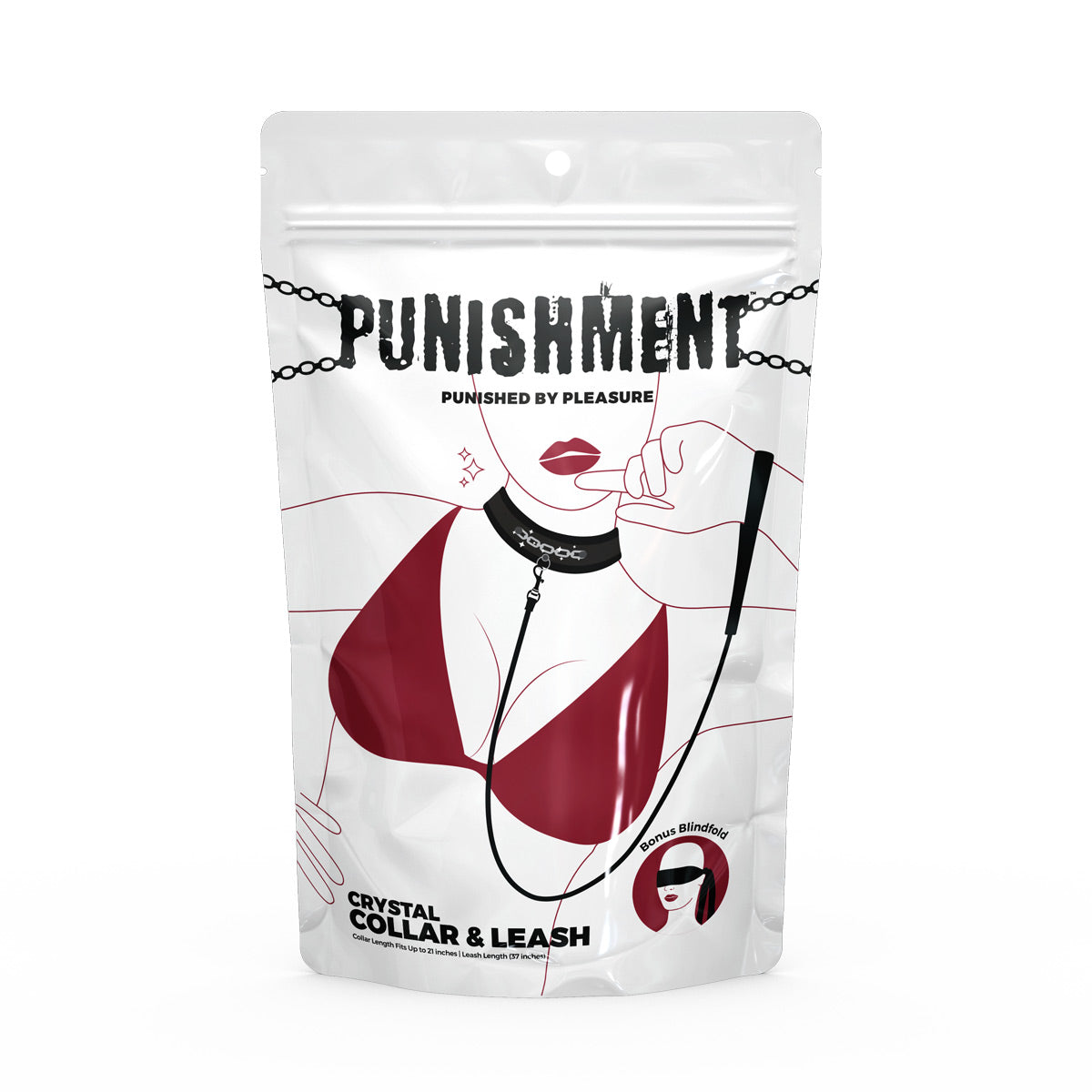 Punishment - Crystal Collar &amp; Leash – Black