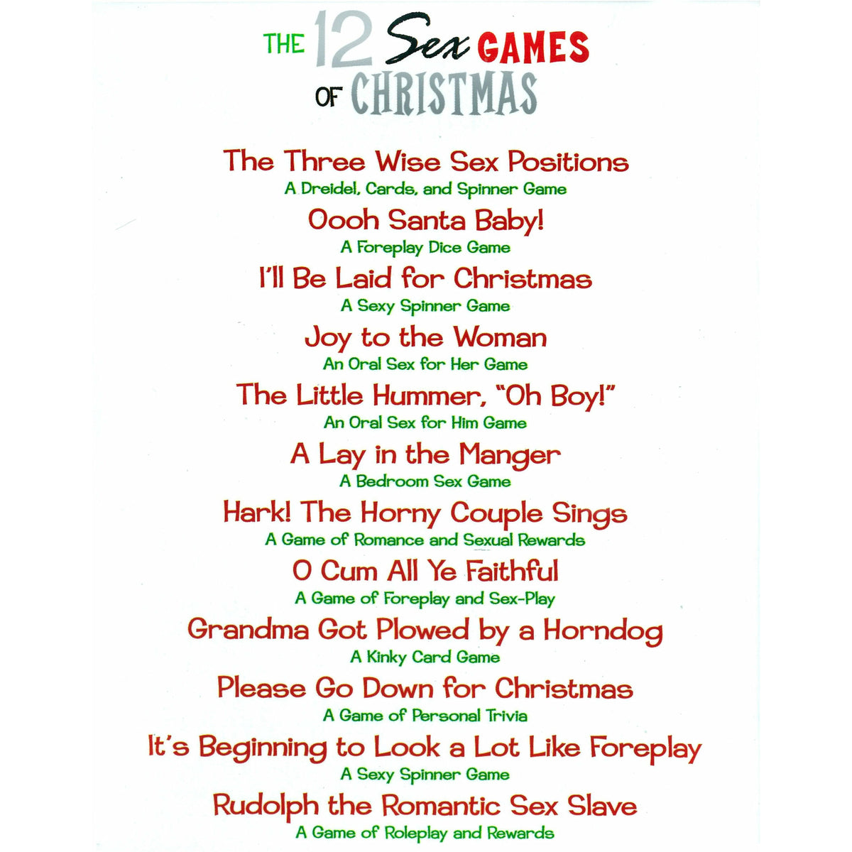 Kheper Games The 12 Sex Games of Christmas