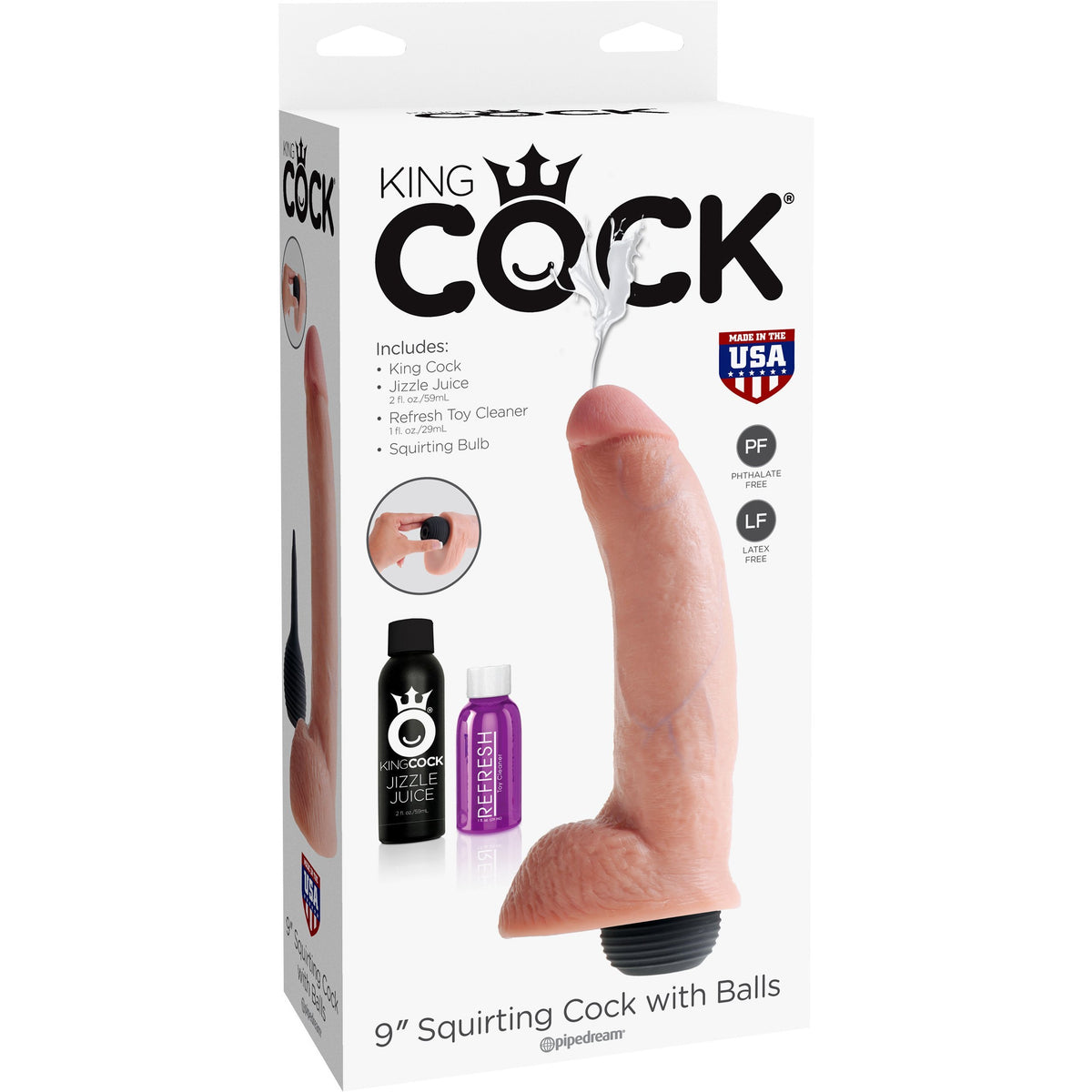 Pipedream Products King Cock 9&quot; Squirting Cock with Balls