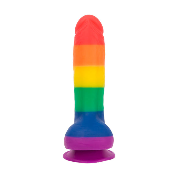 Pure Love® - Rainbow Silicone Dildo With Suction Base – 8 In.