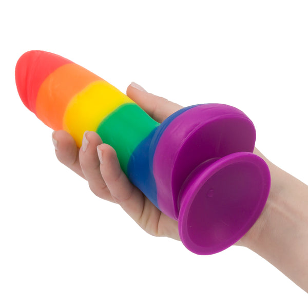 Pure Love® - Rainbow Silicone Dildo With Suction Base – 8 In.