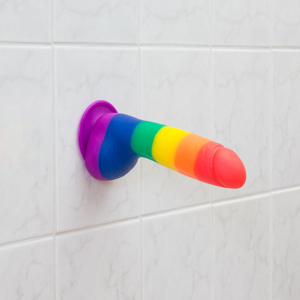 Pure Love® - Rainbow Silicone Dildo With Suction Base – 8 In.