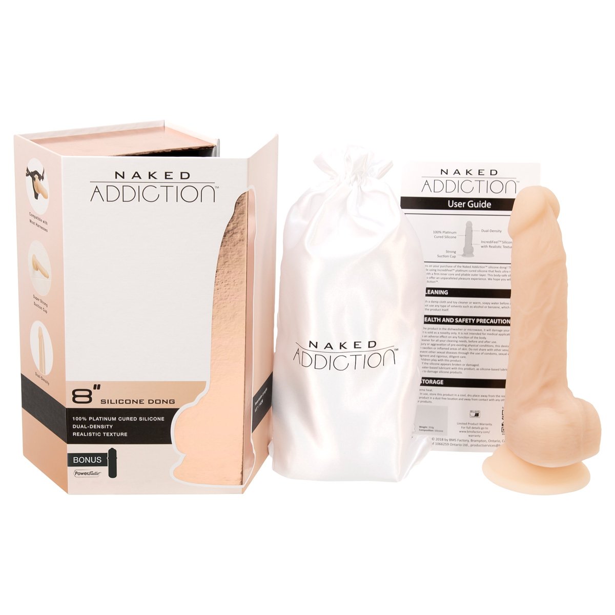 Naked Addiction 8&quot; Silicone Dual Density Dildo