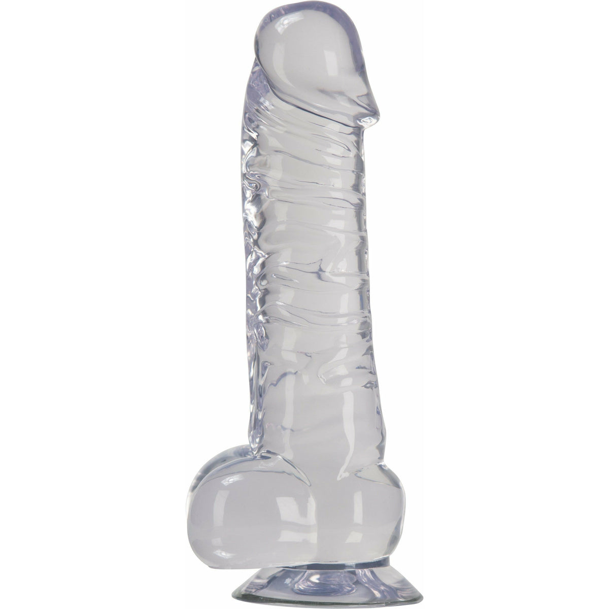NMC Luxy 7&quot; Clear Stone Series Realistic Dong with Scrotum and Suction Cup