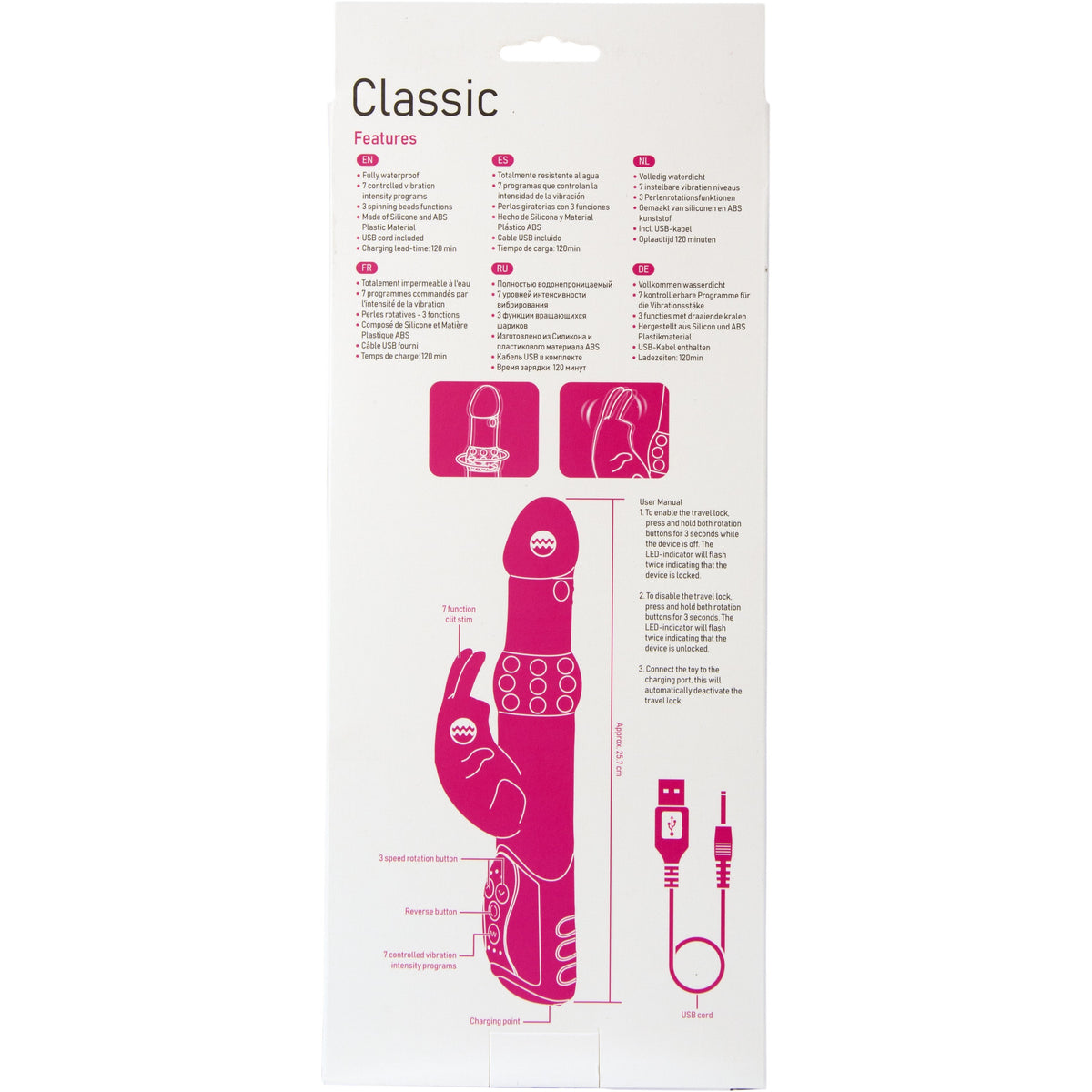 e.Rabbit Classic Rabbit Vibrator - Pink