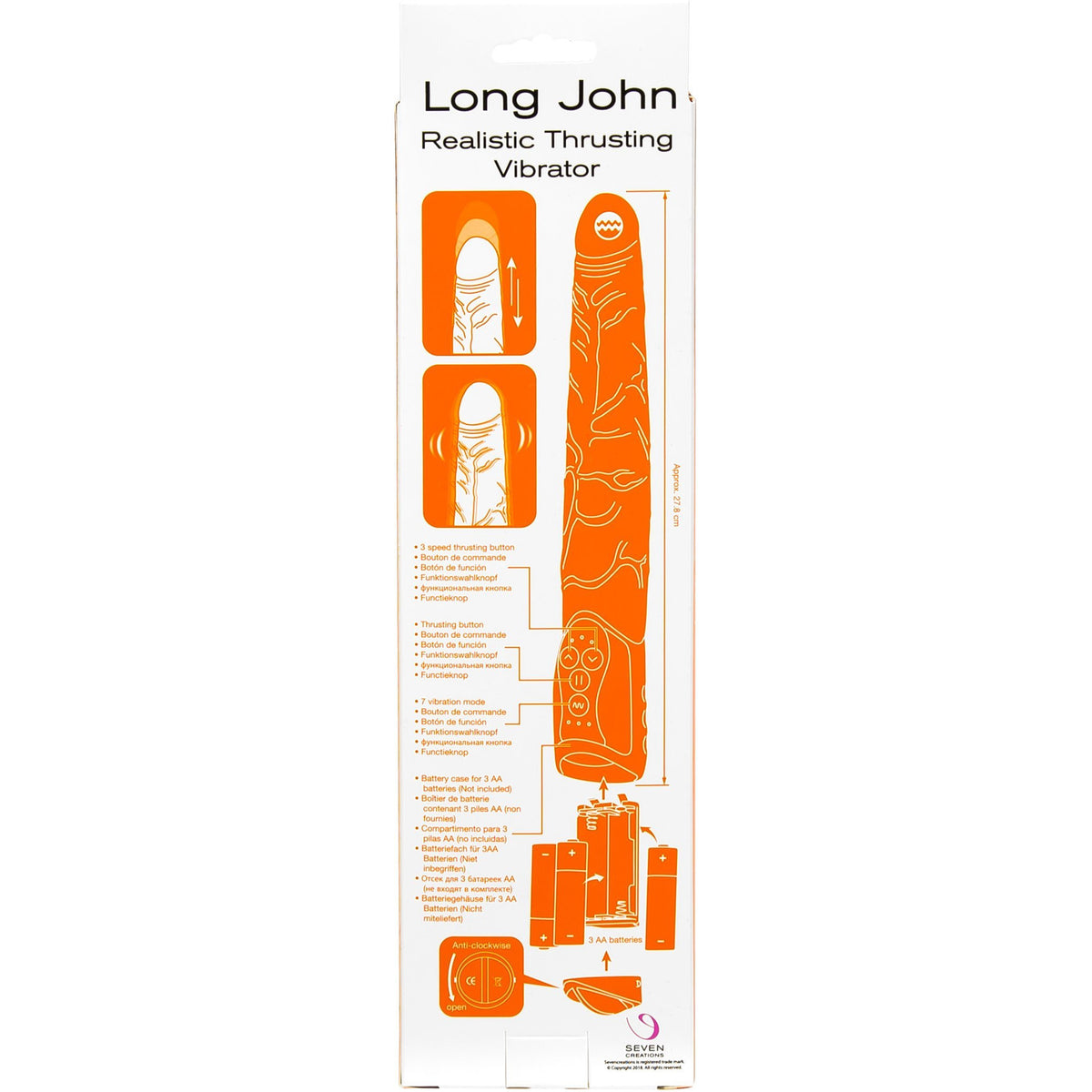 Seven Creations Long John Thrusting Vibrator - 11&quot; - Beige