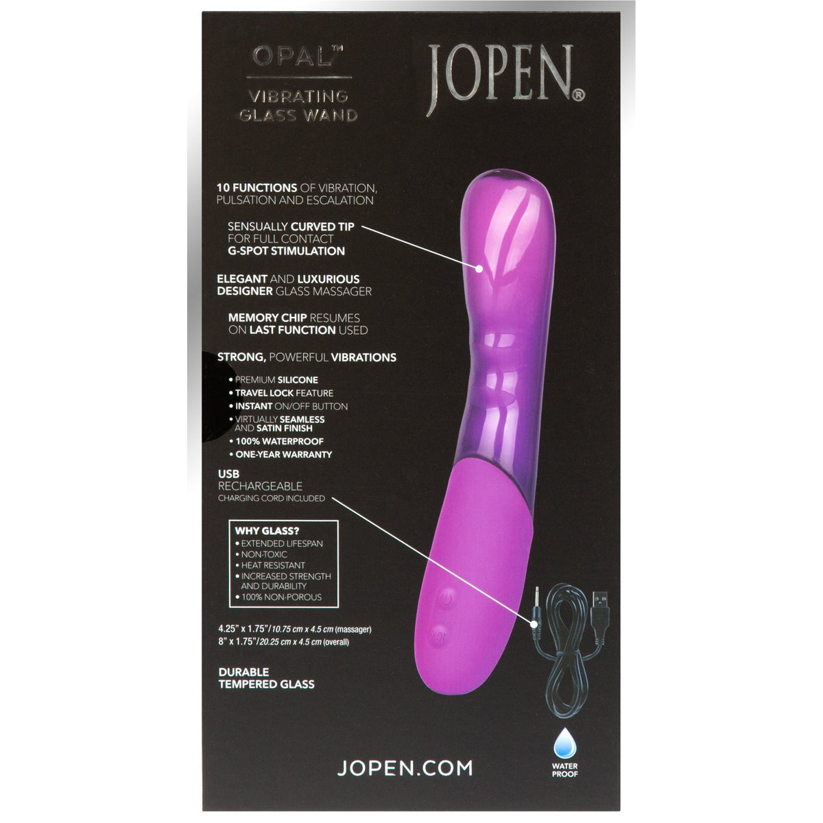 CalExotics Opal by Jopen Vibrating Glass Wand | BMS Enterprises CalExotics Opal by Jopen Vibrating Glass Wand | BMS Enterprises
