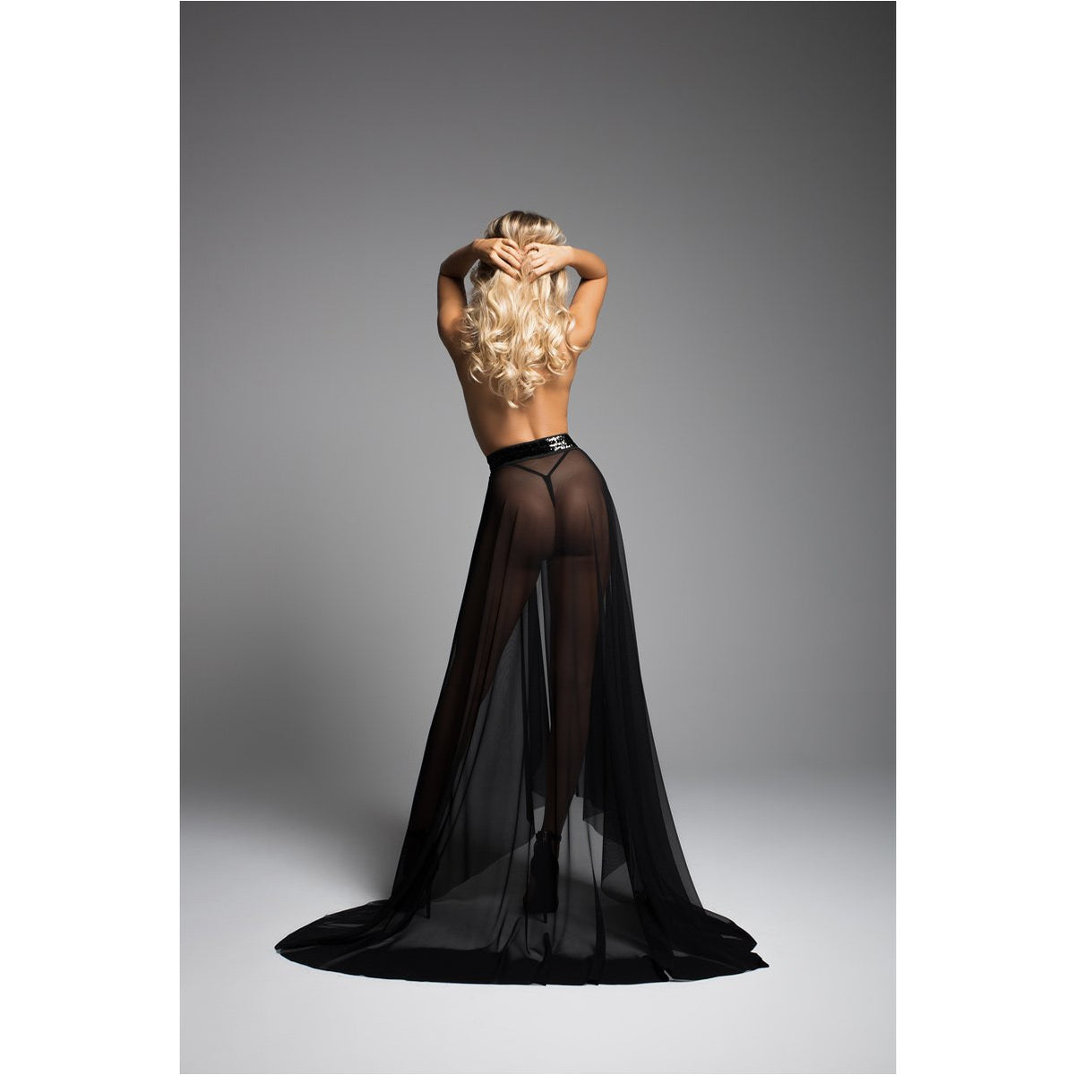 Allure Adore – Coco Wrapped Sheer Skirt – Black - L/XL
