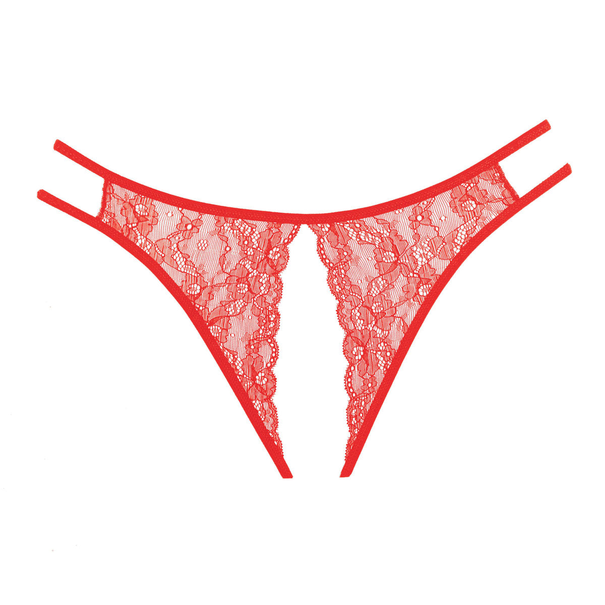 Allure Adore – Crotchless Scalloped Lace Honey Panty - Red