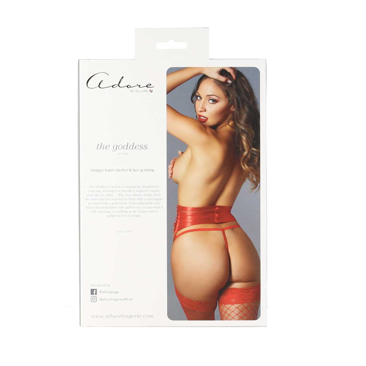 Adore – Allure – The Goddess Strappy Waist Cincher &amp; G-String – Red – One Size