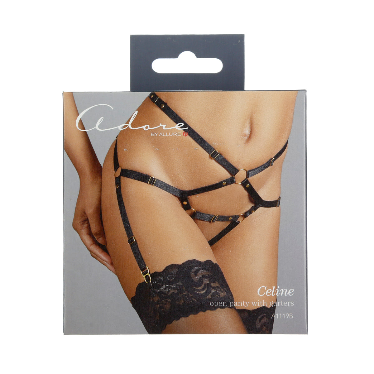 Adore by Allure - Celine - Open Panty With Garters - Black - OS