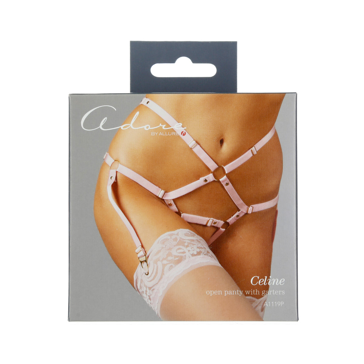Adore by Allure - Celine - Open Panty With Garters - Pink - OS