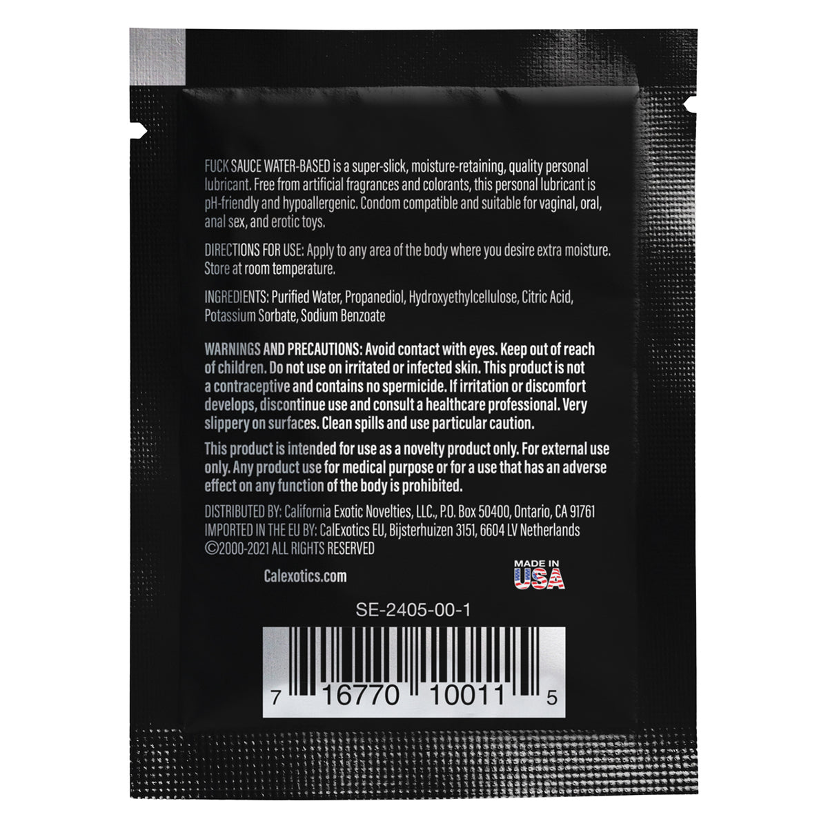 CalExotics – Fuck Sauce – Water-Based Personal Lubricant – Sachet – 0.08 fl.oz/2.37ml