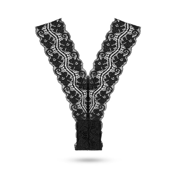 Pantyrebel Remote Control Vibrating Lace Thong – Black – One Size