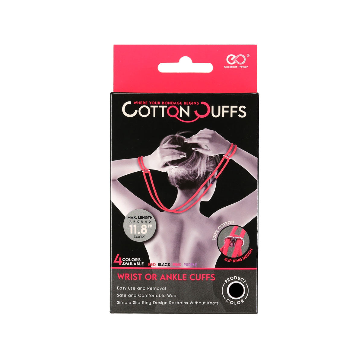 Cotton Cuffs 11.8” Wrist or Ankle Cuffs – Black