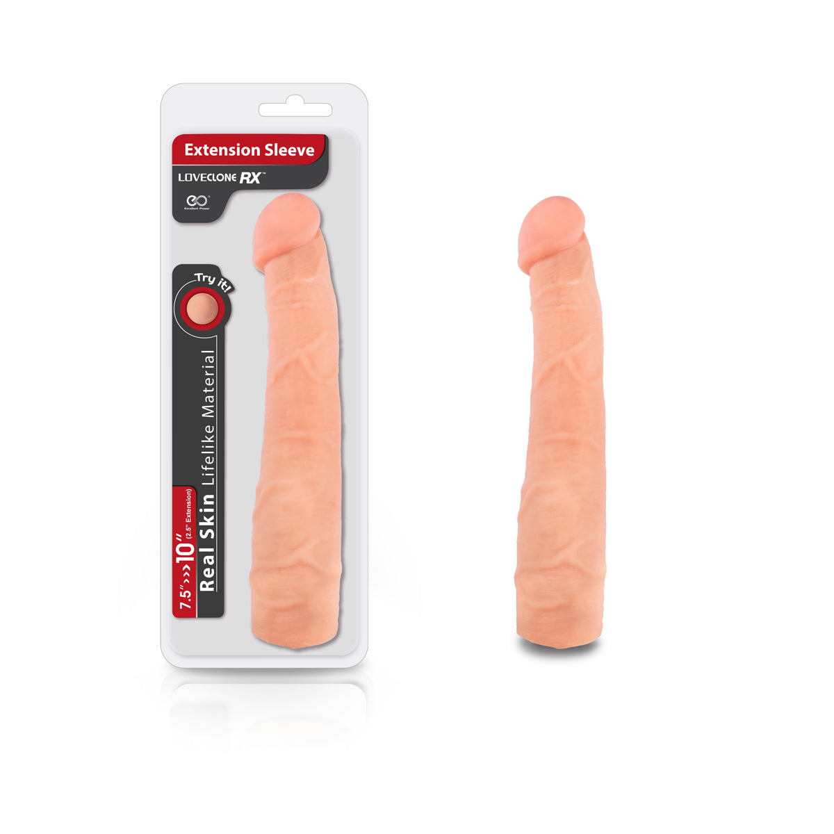 Excellent Power - LoveClone RX™ Penis Extension Sleeve – Beige – 10in.