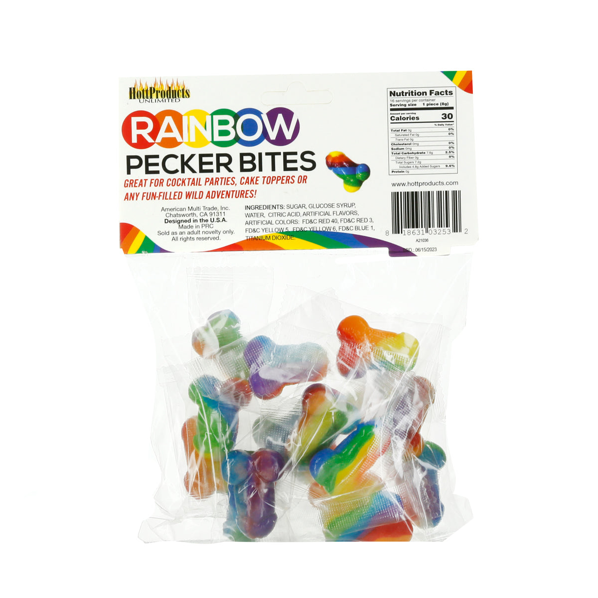 Hott Products - Rainbow Pecker Bites Candy – 128g