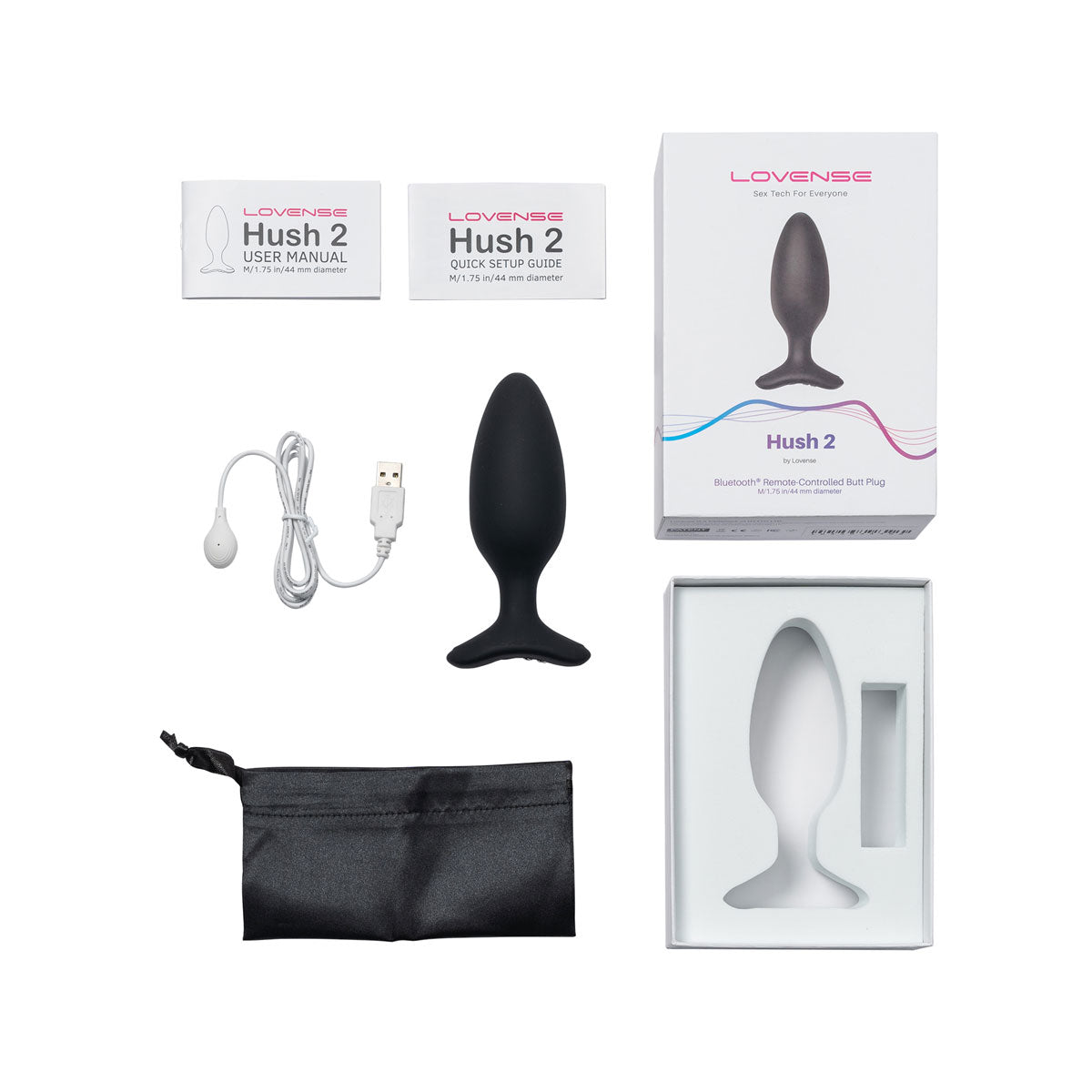 Lovense Hush 2 – 1.75 In. Bluetooth Vibrating Butt Plug – Black