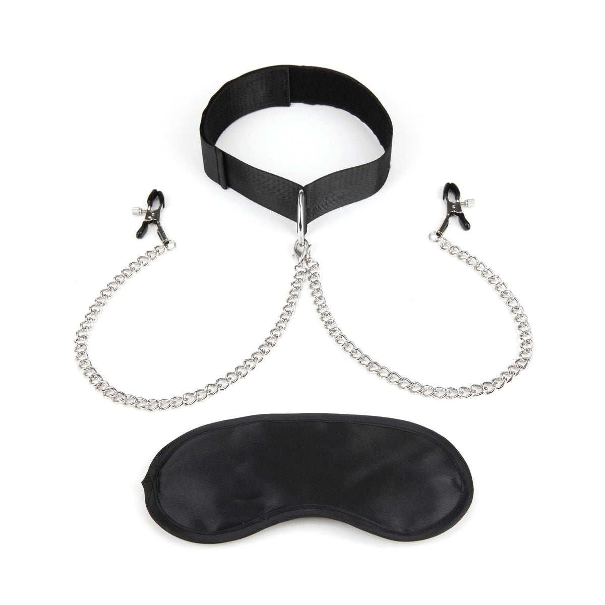 Lux Fetish - Collar and Adjustable Pressure Nipple Clamps