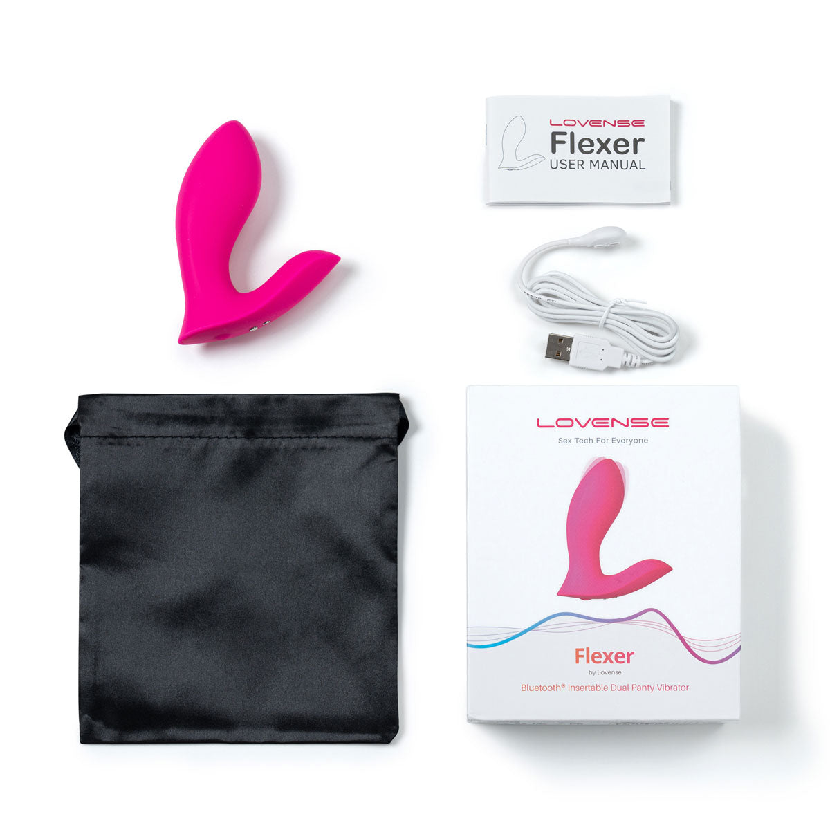 Lovense - Flexer - Bluetooth Insertable Dual Panty Vibrator Pink - BMS Enterprises Lovense - Flexer - Bluetooth Insertable Dual Panty Vibrator Pink - BMS Enterprises