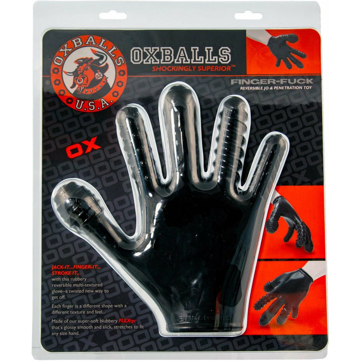 Oxballs Finger Fuck – Textured Glove – Black