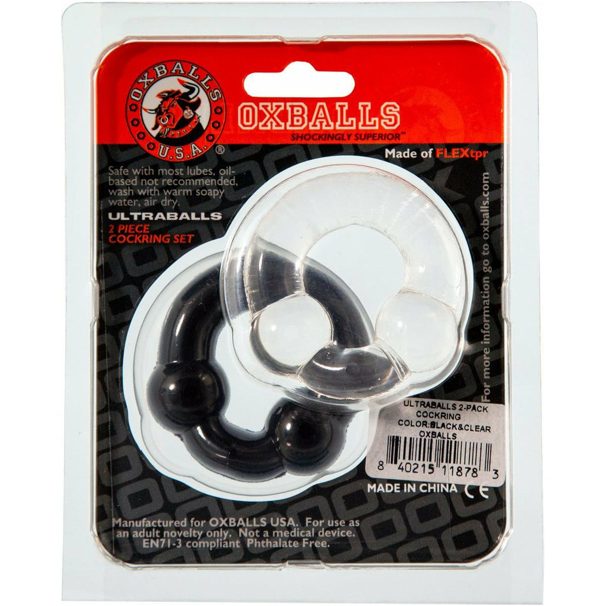 Oxballs Ultraballs Cockring – 2 Pack - Black/Clear