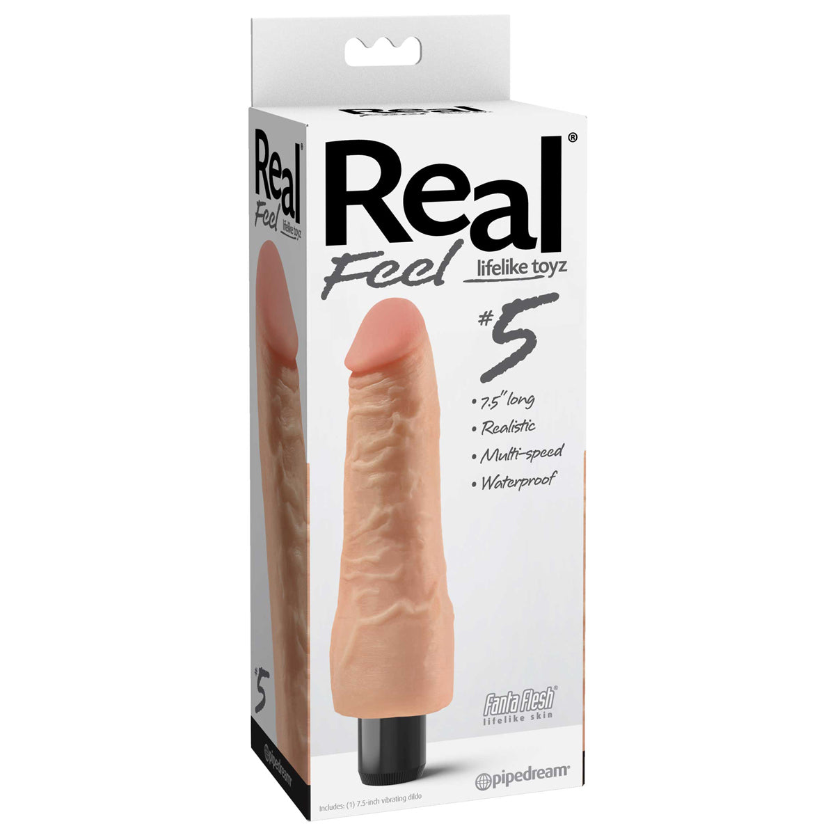 Pipedream - Real Feel 5 -  Vibrating Dildo –  7.5&quot; - Beige