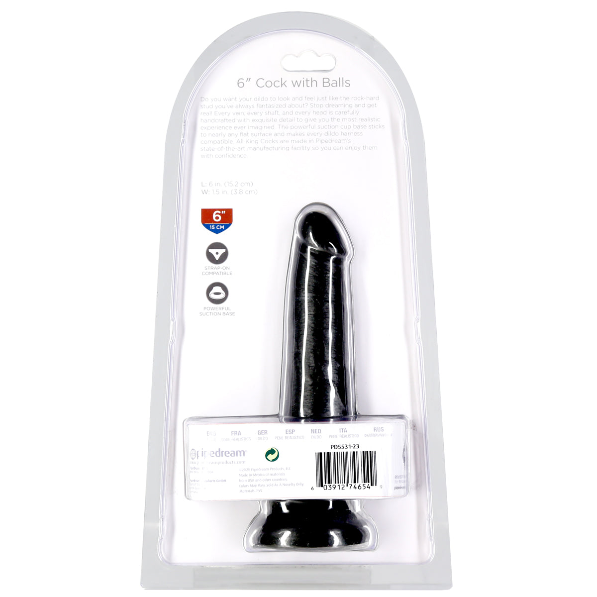 Pipedream -  King Cock®- 6” Cock with Balls – Black