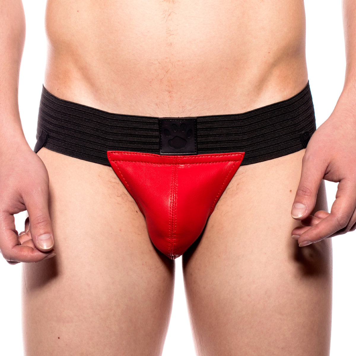 Prowler RED – Leather Pouch Jock – Red - Small