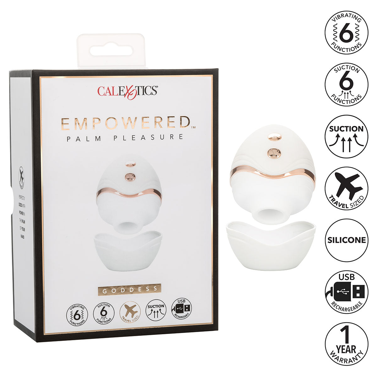 CalExotics Empowered Palm Pleasure Goddess – Suction Vibrator – White