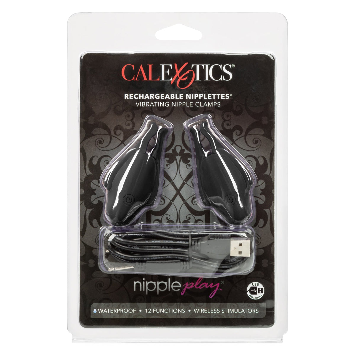 CalExotics Nipple Play Rechargeable Nipplettes Vibrating Nipple Clamps