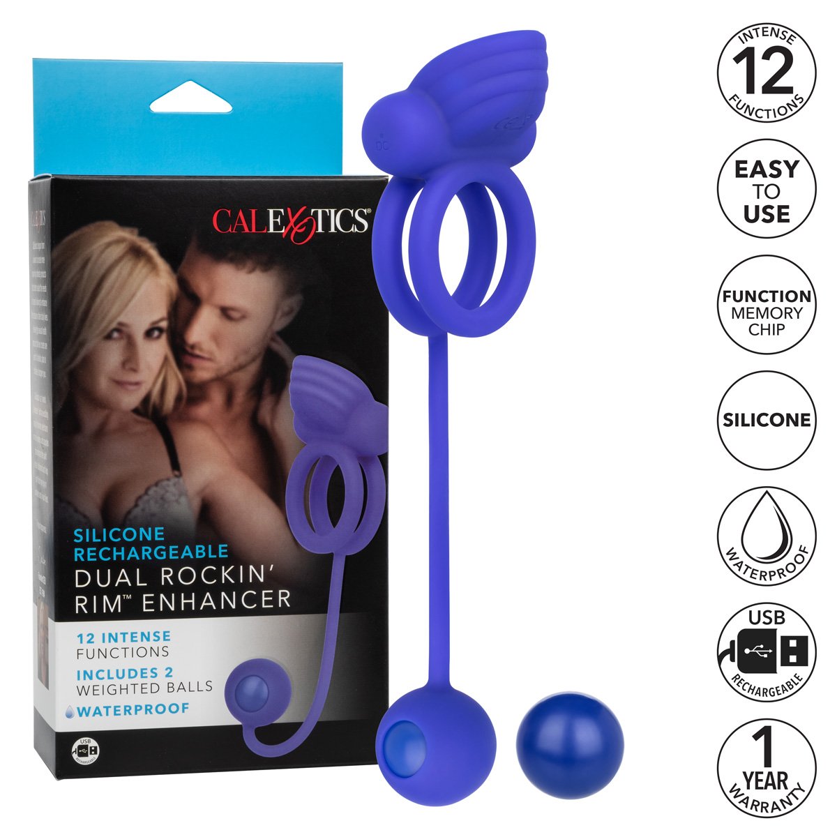 CalExotics Rockin’ Rim Enhancer/Dual Cock Ring – Purple