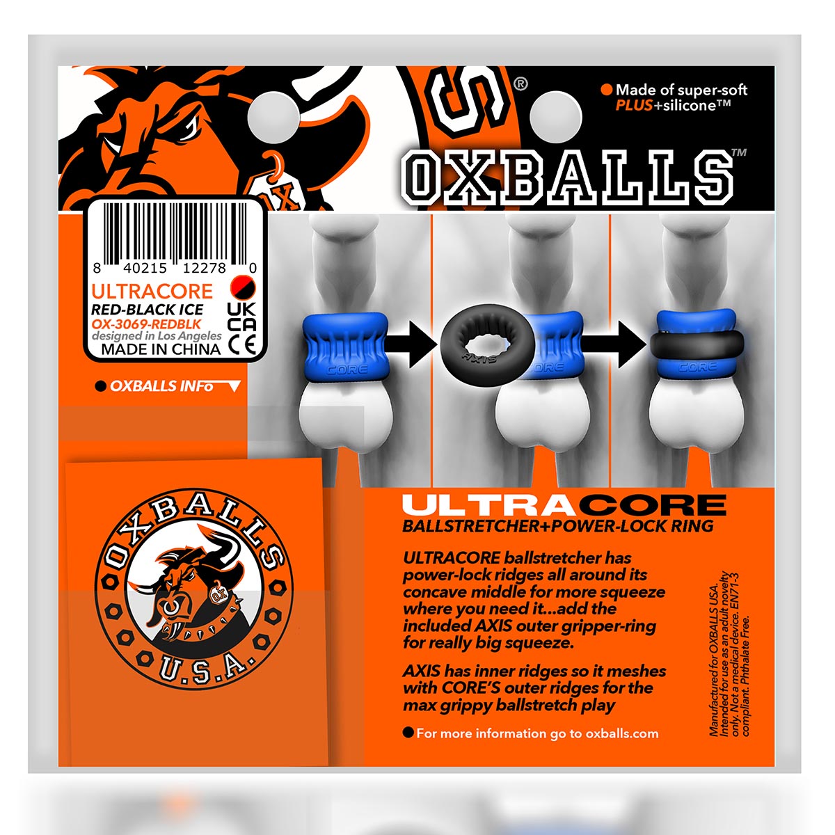 Oxballs - Ultracore Ballstretcher + Power Lock Ring – Black/Blue
