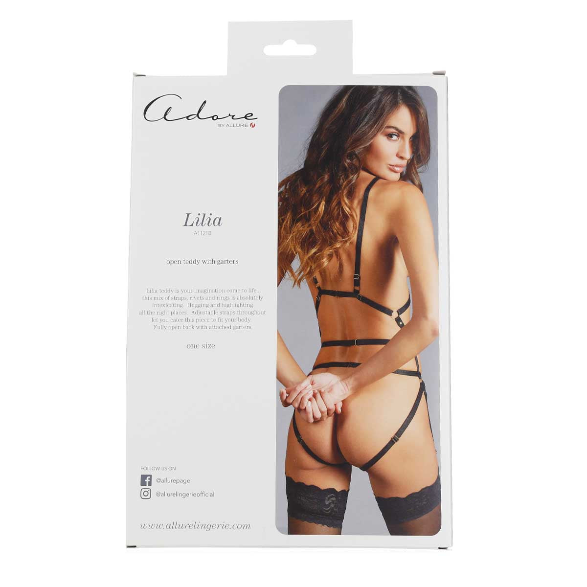 Adore By Allure - Lilia - Open Teddy With Garters - Black - OS